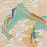 Обои ручная роспись Matsushima Waves Kano on Edo Straw India tea paper варинант исполнения - 1 | Loft Concept в Твери