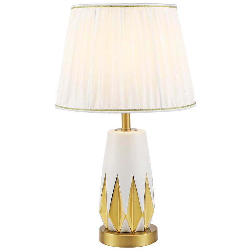 Настольная лампа с абажуром Femia White Gold Table Lamp Белый Золотой Настольная лампа с абажуром Femia White Gold Table Lamp Белый Золотой в Твери | Loft Concept