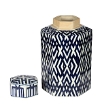 Ваза с крышкой и графическим узором в сине-белых цветах Blue & White Ornament  варинант исполнения - 1 | Loft Concept в Твери