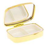 Таблетница карманная прямоугольная с 2-мя отделениями с зеркалом и накладкой из натурального камня Лазурит Gold Stone Pillboxes варинант исполнения - 3 | Loft Concept в Твери