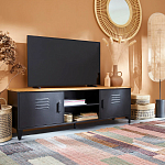 ТВ-тумба из металла и столешницей из массива дуба Metal Wood TV-Stand варинант исполнения - 6 | Loft Concept в Твери