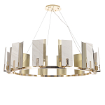 Люстра подвесная круглая с прямоугольными мраморными и золотистыми панелями на металлическом каркасе Диаметр 118 см Marble square Chandelier варинант исполнения - 1 | Loft Concept в Твери