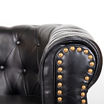 Кресло кожаное с мягкими подлокотниками на 4-х деревянных ножках Logan Leather Armchair black варинант исполнения - 4 | Loft Concept в Твери