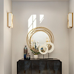 Золотое настенное круглое зеркало Golden Orbit варинант исполнения - 2 | Loft Concept в Твери