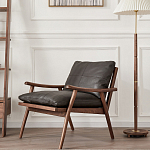 Кресло c каркасом из массива дерева и мягкой кожаной обивкой Walnut Armchair варинант исполнения - 11 | Loft Concept в Твери