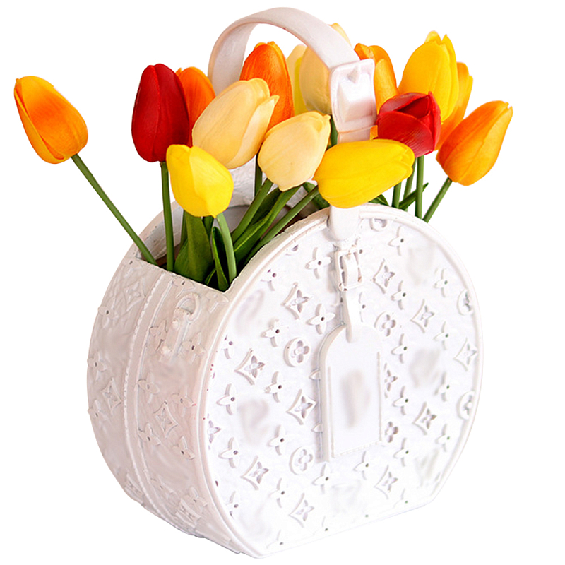 Кашпо для цветов в виде сумки Bag Vase Round White Белый Кашпо для цветов в виде сумки Bag Vase Round White Белый в Твери | Loft Concept