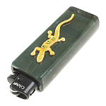 Зажигалка газовая из натурального камня Офиокальцит с декоративной металлической вставкой в виде ящерицы Metal Stone Lighters варинант исполнения - 2 | Loft Concept в Твери