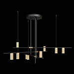 Люстра с 9-ю цилиндрическими плафонами цвета латунь TRIBES CHANDELIER варинант исполнения - 1 | Loft Concept в Твери
