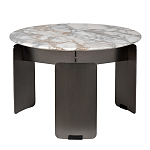 Столик журнальный с круглой мраморной столешницей на трех опорах Marble Stone Drawing варинант исполнения - 1 | Loft Concept в Твери
