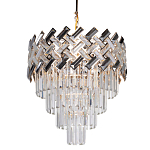 Люстра многоярусная с переплетенными металлическими элементами черного и золотого цвета и прозрачными хрустальными подвесками Empire Chandelier Crystal варинант исполнения - 1 | Loft Concept в Твери