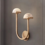 Бра с 2-мя мраморными плафонами на латунном корпусе Light Warm Light варинант исполнения - 3 | Loft Concept в Твери