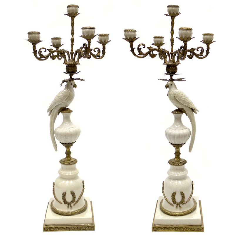Подсвечник Candlestick White Parrot Белый Бронза Подсвечник Candlestick White Parrot Белый Бронза в Твери | Loft Concept