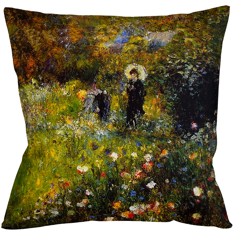 Подушка декоративная с цветочным принтом Impressionism in Color Мульти Бежевый Подушка декоративная с цветочным принтом Impressionism in Color Мульти Бежевый в Твери | Loft Concept