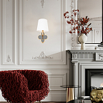 Бра с белым текстильным абажуром и фигурным основанием с зеркальной вставкой Vitorino варинант исполнения - 7 | Loft Concept в Твери