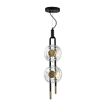 Подвесной светильник с 2-мя прозрачными стеклянными плафонами и золотистыми центральными вставками Virelia  варинант исполнения - 5 | Loft Concept в Твери