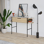 Консоль напольная деревянная с выдвижным ящиком и 2-мя полками со столешницей цвета белый мрамор OTIS CONSOLE OAK варинант исполнения - 3 | Loft Concept в Твери