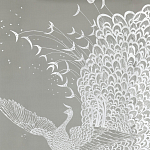 Обои ручная роспись в стиле Арт-деко Whistler Peacocks Special Colourway on Pale Grey dyed silk варинант исполнения - 2 | Loft Concept в Твери