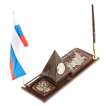 Настольный письменный набор с часами в виде пирамиды из природного камня обсидиана Pyramid of Time варинант исполнения - 2 | Loft Concept в Твери