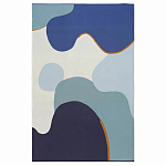 Плед из хлопка синего цвета с абстрактным принтом Elysian Flow Ocean варинант исполнения - 1 | Loft Concept в Твери