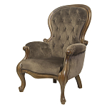 Кресло с мягкой обивкой из коричневого велюра на 4-х деревянных ножках Evelyn Classical Armchair варинант исполнения - 3 | Loft Concept в Твери