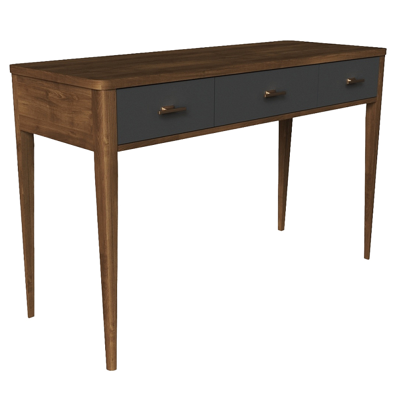 Консоль из массива бука с 3-мя ящиками Tasteful Furniture Коричневый Серый Консоль из массива бука с 3-мя ящиками Tasteful Furniture Коричневый Серый в Твери | Loft Concept