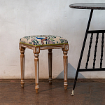 Банкетка одноместная из массива бука с цветочным принтом Beige Chinoiserie Garden Banquette варинант исполнения - 3 | Loft Concept в Твери