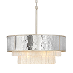 Люстра круглая с подвесками из текстурированного стекла молочного цвета Hinkley варинант исполнения - 1 | Loft Concept в Твери