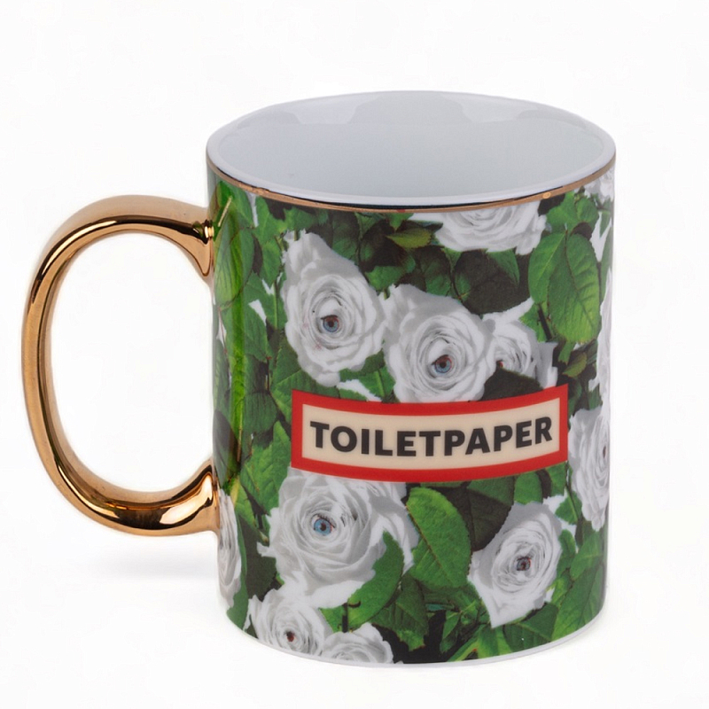 Кружка Seletti Roses Белый Золотой Зеленый Кружка Seletti Roses Белый Золотой Зеленый в Твери | Loft Concept