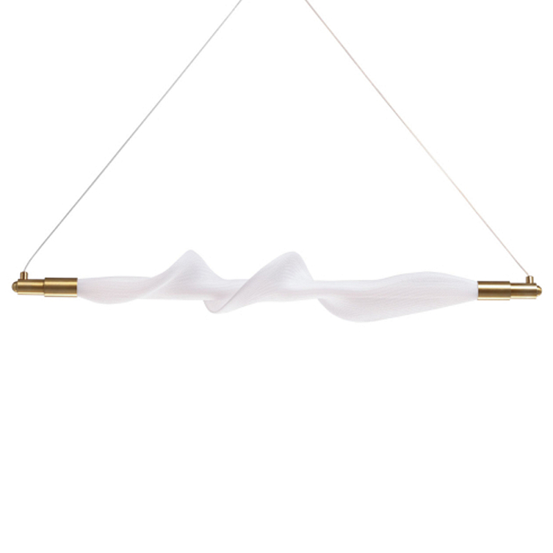 Люстра горизонтальная с волнистым белым плафоном Golden Swirl Белый Латунь в Твери | Loft Concept 