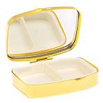 Таблетница карманная прямоугольная с 2-мя отделениями с зеркалом и накладкой из натурального камня Авантюрин Gold Stone Pillboxes варинант исполнения - 3 | Loft Concept в Твери