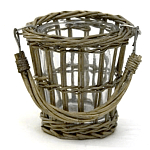 Кашпо стеклянное в плетёной корзине Timber варинант исполнения - 2 | Loft Concept в Твери