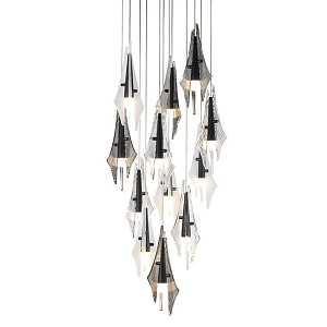 Люстра каскадная с 12-ю рельефными прозрачными плафонами Glass Pod 