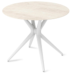 Стол обеденный с круглой столешницей из керамики на четырех белых ножках Sand Ceramics варинант исполнения - 2 | Loft Concept в Твери