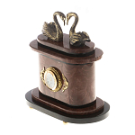 Часы настольные из натурального камня с декором в виде двух лебедей Swans Stone Clock варинант исполнения - 6 | Loft Concept в Твери