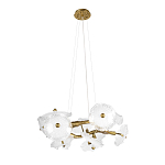 Люстра подвесная круглая с ветвистыми бронзовыми элементами и стеклянными рифлеными дисками Textured Glass Chandelier варинант исполнения - 3 | Loft Concept в Твери