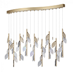 Люстра с золотистыми трубками и прозрачными стеклянными листьями на подвесах Sylva  варинант исполнения - 2 | Loft Concept в Твери