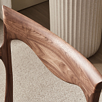 Стул деревянный с мягким сиденьем из коричневой натуральной кожи Moon Walnut Furniture варинант исполнения - 6 | Loft Concept в Твери