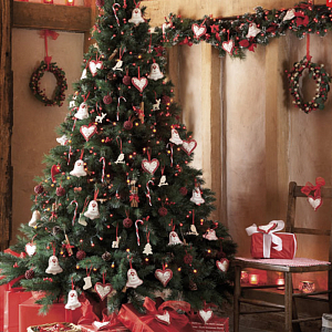 Дизайнерская Елка с Белым и Красным декором Christmas Tree Gingerbread Decor