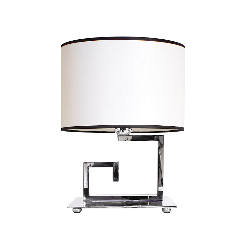 Настольная лампа с белым цилиндрическим абажуром с темной окантовкой Natural Concepts Черный Бежевый Хром в Твери | Loft Concept 