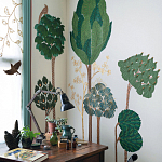 Обои ручная роспись Mughal Trees Original colourway on linen варинант исполнения - 1 | Loft Concept в Твери