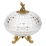 Конфетница прозрачная стеклянная на бронзовых ножках в виде морских коньков с крышкой в виде ракушки Eden Garden варинант исполнения - 1 | Loft Concept в Твери