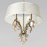 Люстра подвесная круглая с тканевым полупрозрачным абажуром и подвесками 4 лампы Gilded Elegance варинант исполнения - 4 | Loft Concept в Твери