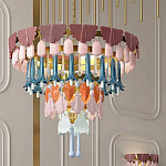 Люстра круглая с декором из разноцветных элементов в виде листьев Changing Seasons варинант исполнения - 11 | Loft Concept в Твери