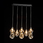 Люстра с 3-мя плафонами волнообразной формы цвета янтарь и 2-мя прозрачными шарообразными плафонами Lucid Rain  варинант исполнения - 3 | Loft Concept в Твери