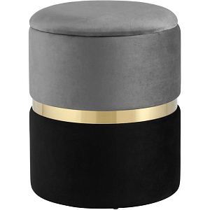 Пуф с ящиком Duo серый черный Glossy Velor