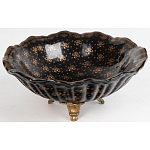 Блюдо черного цвета из фрафора на бронзовых ножках Eden Garden porcelain and bronze варинант исполнения - 2 | Loft Concept в Твери