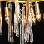 Люстра линейная золотого цвета с декоративными ветвями и длинными стеклянными подвесками в форме сосулек Droplet Chandelier варинант исполнения - 4 | Loft Concept в Твери