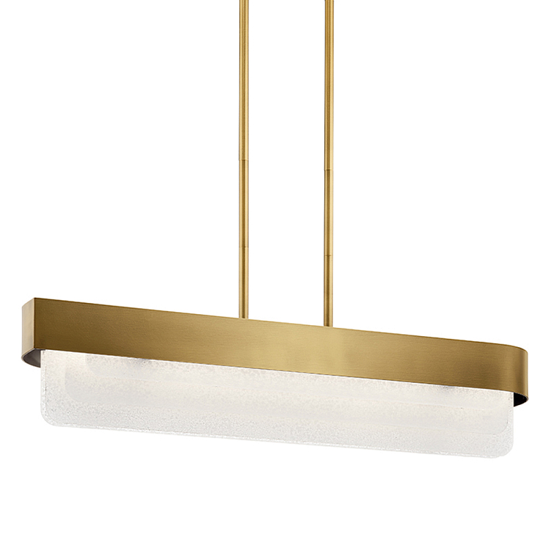 Люстра подвесная прямоугольная цвета латунь Kichler Латунь Прозрачное Стекло Белый в Твери | Loft Concept 