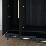 Большой Шкаф Primo Черный дуб с 3 дверьми и 3 выдвижными ящиками варинант исполнения - 7 | Loft Concept в Твери