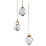 Подвесной светильник с 3-мя хрустальными плафонами Esme Crystal Brass Trio Hanging lamp варинант исполнения - 1 | Loft Concept в Твери